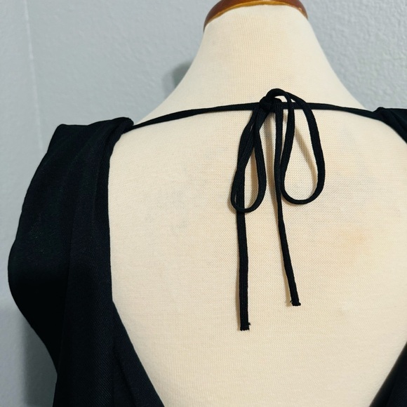 Zara Bloggers Fav Black Prom Elegant Open Back Fluid Neck Knit Maxi Dress Sz L - Picture 13 of 15